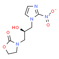 ChemSpider 2D Image | 3-[(2S)-2-Hydroxy-3-(2-nitro-1H-imidazol-1-yl)propyl]-1,3-oxazolidin-2-one | C9H12N4O5