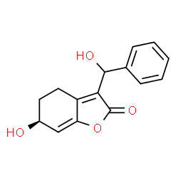 ChemSpider 2D Image | (6S)-6-Hydroxy-3-[hydroxy(phenyl)methyl]-5,6-dihydro-1-benzofuran-2(4H)-one | C15H14O4