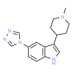 ChemSpider 2D Image | 3-(1-Methyl-4-piperidinyl)-5-(4H-1,2,4-triazol-4-yl)-1H-indole | C16H19N5