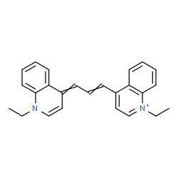 ChemSpider 2D Image | 1-Ethyl-4-[(1E,3E)-3-(1-ethyl-4(1H)-quinolinylidene)-1-propen-1-yl]quinolinium | C25H25N2