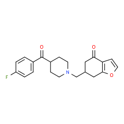 ChemSpider 2D Image | 6-{[4-(4-Fluorobenzoyl)-1-piperidinyl]methyl}-6,7-dihydro-1-benzofuran-4(5H)-one | C21H22FNO3