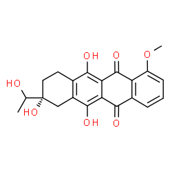 ChemSpider 2D Image | (8R)-6,8,11-Trihydroxy-8-(1-hydroxyethyl)-1-methoxy-7,8,9,10-tetrahydro-5,12-tetracenedione | C21H20O7