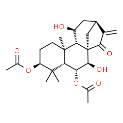 ChemSpider 2D Image | (3beta,5beta,6alpha,7beta,8alpha,9beta,10alpha,11beta,13alpha)-7,11-Dihydroxy-15-oxokaur-16-ene-3,6-diyl diacetate | C24H34O7