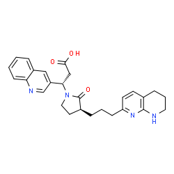 ChemSpider 2D Image | (3S)-3-{(3S)-2-Oxo-3-[3-(5,6,7,8-tetrahydro-1,8-naphthyridin-2-yl)propyl]-1-pyrrolidinyl}-3-(3-quinolinyl)propanoic acid | C27H30N4O3