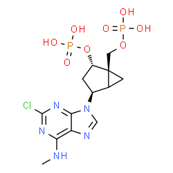 ChemSpider 2D Image | [(1R,2S,4S)-4-[2-Chloro-6-(methylamino)-9H-purin-9-yl]-2-(phosphonooxy)bicyclo[3.1.0]hex-1-yl]methyl dihydrogen phosphate | C13H18ClN5O8P2