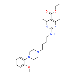 ChemSpider 2D Image | 2-(4-(4-(2-Methoxyphenyl)-1-piperazinyl)butyl)amino-5-ethoxycarbonyl-4,6-dimethylpyrimidine | C24H35N5O3