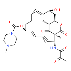 ChemSpider 2D Image | (1S,2R,7S,13S,15R,19R)-13-Hydroxy-1,4,10,19-tetramethyl-17,18-dioxo-2-(pyruvoylamino)-16-oxabicyclo[13.2.2]nonadeca-3,5,9,11-tetraen-7-yl 4-methyl-1-piperazinecarboxylate | C31H43N3O8