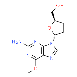 ChemSpider 2D Image | [(2R,5R)-5-(2-Amino-6-methoxy-9H-purin-9-yl)tetrahydro-2-furanyl]methanol | C11H15N5O3