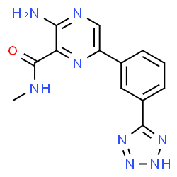 ChemSpider 2D Image | 3-Amino-N-Methyl-6-[3-(1h-Tetrazol-5-Yl)phenyl]pyrazine-2-Carboxamide | C13H12N8O