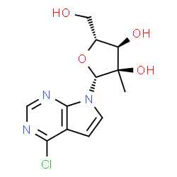 ChemSpider 2D Image | 4-Chloro-7-(2-C-methyl-beta-D-ribofuranosyl)-7H-pyrrolo[2,3-d]pyrimidine | C12H14ClN3O4