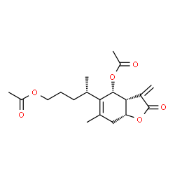 ChemSpider 2D Image | (4S)-4-[(3aR,4R,7aR)-4-Acetoxy-6-methyl-3-methylene-2-oxo-2,3,3a,4,7,7a-hexahydro-1-benzofuran-5-yl]pentyl acetate | C19H26O6