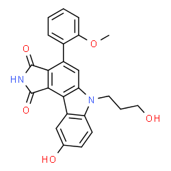 ChemSpider 2D Image | 9-Hydroxy-6-(3-hydroxypropyl)-4-(2-methoxyphenyl)pyrrolo[3,4-c]carbazole-1,3(2H,6H)-dione | C24H20N2O5
