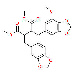 ChemSpider 2D Image | Dimethyl (2E)-2-(1,3-benzodioxol-5-ylmethylene)-3-[(7-methoxy-1,3-benzodioxol-5-yl)methyl]succinate | C23H22O9
