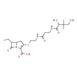 ChemSpider 2D Image | 3-[(2-{[N-(2,4-Dihydroxy-3,3-dimethylbutanoyl)-beta-alanyl]amino}ethyl)sulfanyl]-6-ethyl-7-oxo-1-azabicyclo[3.2.0]hept-2-ene-2-carboxylic acid | C20H31N3O7S