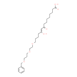 ChemSpider 2D Image | (10Z)-15-{2-[3-(Benzyloxy)propoxy]ethoxy}-11-hydroxy-9-oxo-10-pentadecenoic acid | C27H42O7