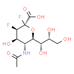 ChemSpider 2D Image | (2R,3R,4R,5R,6R)-5-Acetamido-2,3-difluoro-4-hydroxy-6-[(1S,2R)-1,2,3-trihydroxypropyl]tetrahydro-2H-pyran-2-carboxylic acid | C11H17F2NO8
