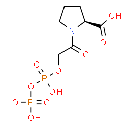 ChemSpider 2D Image | 1-({[Hydroxy(phosphonooxy)phosphoryl]oxy}acetyl)-L-proline | C7H13NO10P2