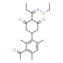 ChemSpider 2D Image | 5-(3-Acetyl-2,4,6-trimethylphenyl)-2-[(1Z)-N-ethoxypropanimidoyl]-1,3-cyclohexanedione | C22H29NO4