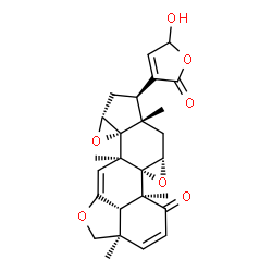 ChemSpider 2D Image | (2aR,5aS,5bS,6aS,7aS,8R,9aR,10aR,10bS,11bS)-8-(5-Hydroxy-2-oxo-2,5-dihydro-3-furanyl)-2a,5a,7a,10b-tetramethyl-2,2a,6a,7,7a,8,9,9a,10b,11b-decahydrooxireno[4b,5]oxireno[2',3']cyclopenta[1',2':7,8]phen
anthro[10,1-bc]furan-5(5aH)-one | C26H28O7