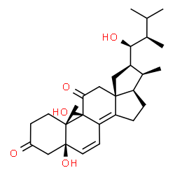 ChemSpider 2D Image | (5beta,9beta,22R,23S)-5,9,23-Trihydroxy-18,22-cycloergosta-6,8(14)-diene-3,11-dione | C28H40O5