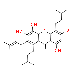 ChemSpider 2D Image | 1,3,5,6-tetrahydroxy-4,7,8-tri(3-methyl-2-butenyl)xanthone | C28H32O6