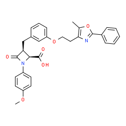 ChemSpider 2D Image | (2s,3s)-1-(4-Methoxyphenyl)-3-(3-(2-(5-Methyl-2-Phenyloxazol-4-Yl)ethoxy)benzyl)-4-Oxoazetidine-2-Carboxylic Acid | C30H28N2O6