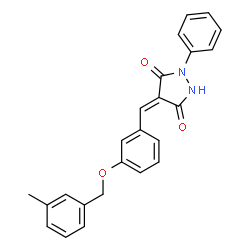 ChemSpider 2D Image | (4E)-4-{3-[(3-Methylbenzyl)oxy]benzylidene}-1-phenyl-3,5-pyrazolidinedione | C24H20N2O3