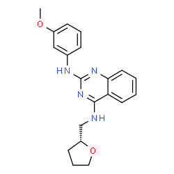 ChemSpider 2D Image | N~2~-(3-Methoxyphenyl)-N~4~-[(2R)-tetrahydro-2-furanylmethyl]-2,4-quinazolinediamine | C20H22N4O2