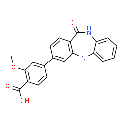 ChemSpider 2D Image | 2-Methoxy-4-(11-oxo-10,11-dihydro-5H-dibenzo[b,e][1,4]diazepin-3-yl)benzoic acid | C21H16N2O4