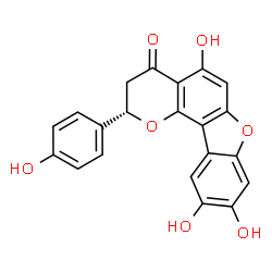 ChemSpider 2D Image | (2S)-5,9,10-Trihydroxy-2-(4-hydroxyphenyl)-2,3-dihydro-4H-[1]benzofuro[2,3-h]chromen-4-one | C21H14O7
