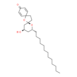 ChemSpider 2D Image | (2R,4R,6R)-4-Hydroxy-2-tridecyl-1,7-dioxadispiro[5.1.5.2]pentadeca-9,12-dien-11-one | C26H42O4