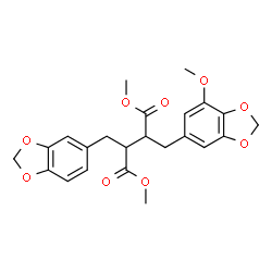 ChemSpider 2D Image | Dimethyl 2-(1,3-benzodioxol-5-ylmethyl)-3-[(7-methoxy-1,3-benzodioxol-5-yl)methyl]succinate | C23H24O9