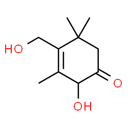ChemSpider 2D Image | 2-Hydroxy-4-(hydroxymethyl)-3,5,5-trimethyl-3-cyclohexen-1-one | C10H16O3