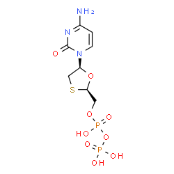 ChemSpider 2D Image | [(2R,5S)-5-(4-Amino-2-oxo-1(2H)-pyrimidinyl)-1,3-oxathiolan-2-yl]methyl trihydrogen diphosphate | C8H13N3O9P2S