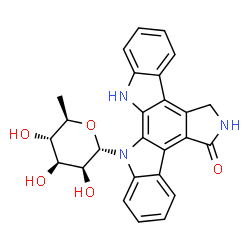 ChemSpider 2D Image | 13-(6-Deoxy-alpha-D-mannopyranosyl)-6,7,12,13-tetrahydro-5H-indolo[2,3-a]pyrrolo[3,4-c]carbazol-5-one | C26H23N3O5
