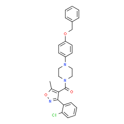 ChemSpider 2D Image | {4-[4-(Benzyloxy)phenyl]-1-piperazinyl}[3-(2-chlorophenyl)-5-methyl-1,2-oxazol-4-yl]methanone | C28H26ClN3O3