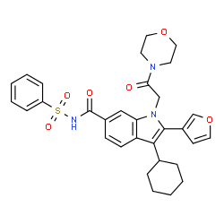 ChemSpider 2D Image | 3-Cyclohexyl-2-(3-furyl)-1-[2-(4-morpholinyl)-2-oxoethyl]-N-(phenylsulfonyl)-1H-indole-6-carboxamide | C31H33N3O6S
