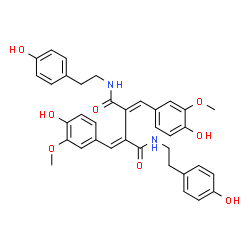ChemSpider 2D Image | 2,3-Bis-(4-hydroxy-3-methoxy-benzylidene)-N,N'-bis-[2-(4-hydroxy-phenyl)-ethyl]-succinamide | C36H36N2O8