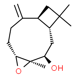 ChemSpider 2D Image | (1R,3R,4R,6R,10S)-4,12,12-Trimethyl-9-methylene-5-oxatricyclo[8.2.0.0~4,6~]dodecan-3-ol | C15H24O2