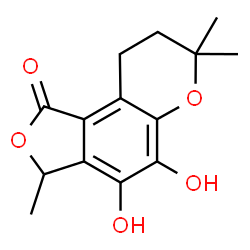 ChemSpider 2D Image | 4,5-Dihydroxy-3,7,7-trimethyl-8,9-dihydro-3H-furo[3,4-f]chromen-1(7H)-one | C14H16O5