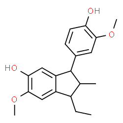 ChemSpider 2D Image | 1-Ethyl-3-(4-hydroxy-3-methoxyphenyl)-6-methoxy-2-methyl-5-indanol | C20H24O4