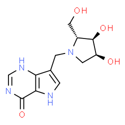 ChemSpider 2D Image | 7-(((2r,3r,4s)-3,4-Dihydroxy-2-(Hydroxymethyl)pyrrolidin-1-Yl)methyl)-3h-Pyrrolo[3,2-D]pyrimidin-4(5h)-One | C12H16N4O4