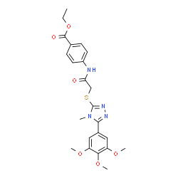 ChemSpider 2D Image | Ethyl 4-[({[4-methyl-5-(3,4,5-trimethoxyphenyl)-4H-1,2,4-triazol-3-yl]sulfanyl}acetyl)amino]benzoate | C23H26N4O6S
