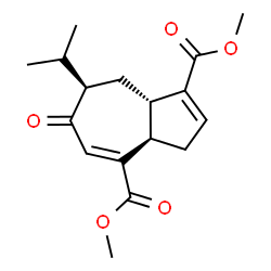 ChemSpider 2D Image | Dimethyl (3aR,7R,8aS)-7-isopropyl-6-oxo-3,3a,6,7,8,8a-hexahydro-1,4-azulenedicarboxylate | C17H22O5