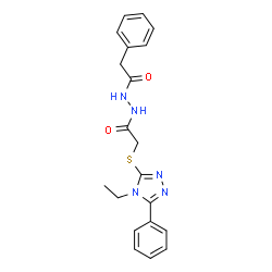 ChemSpider 2D Image | 2-[(4-Ethyl-5-phenyl-4H-1,2,4-triazol-3-yl)sulfanyl]-N'-(phenylacetyl)acetohydrazide | C20H21N5O2S