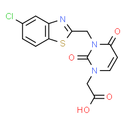 ChemSpider 2D Image | 3-((5-chlorobenzothiazol-2-yl)methyl)-1,2,3,4-tetrahydro-2,4-dioxopyrimidine-1-acetic acid | C14H10ClN3O4S