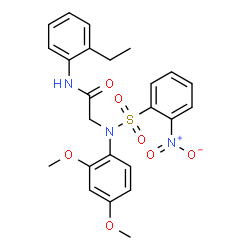ChemSpider 2D Image | N~2~-(2,4-Dimethoxyphenyl)-N-(2-ethylphenyl)-N~2~-[(2-nitrophenyl)sulfonyl]glycinamide | C24H25N3O7S
