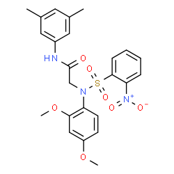 ChemSpider 2D Image | N~2~-(2,4-Dimethoxyphenyl)-N-(3,5-dimethylphenyl)-N~2~-[(2-nitrophenyl)sulfonyl]glycinamide | C24H25N3O7S