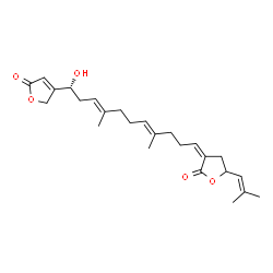 ChemSpider 2D Image | 4-{(1R,3E,7E,11Z)-1-Hydroxy-4,8-dimethyl-11-[5-(2-methyl-1-propen-1-yl)-2-oxodihydro-3(2H)-furanylidene]-3,7-undecadien-1-yl}-2(5H)-furanone | C25H34O5