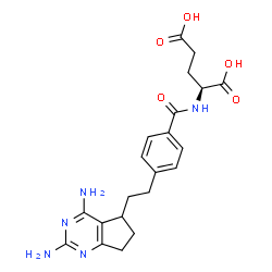 ChemSpider 2D Image | N-{4-[2-(2,4-Diamino-6,7-dihydro-5H-cyclopenta[d]pyrimidin-5-yl)ethyl]benzoyl}-L-glutamic acid | C21H25N5O5